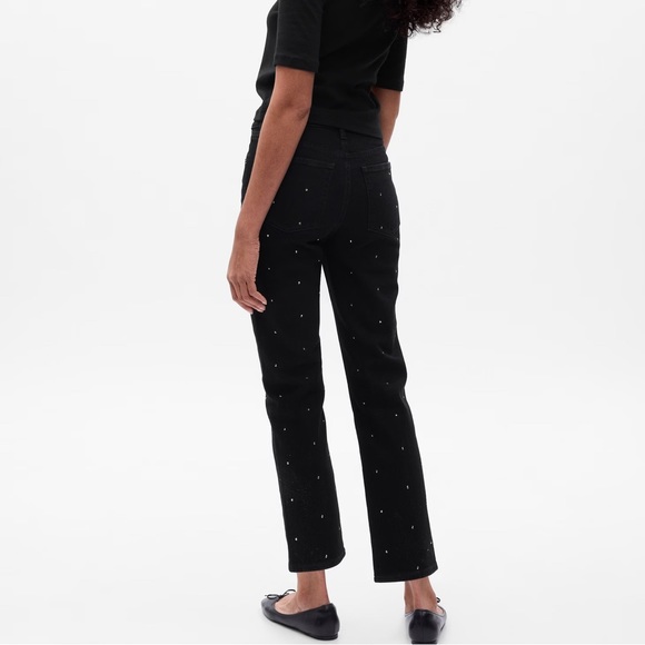 Gap High Rise Rhinestone Cheeky Straight Jeans - Picture 2 of 6